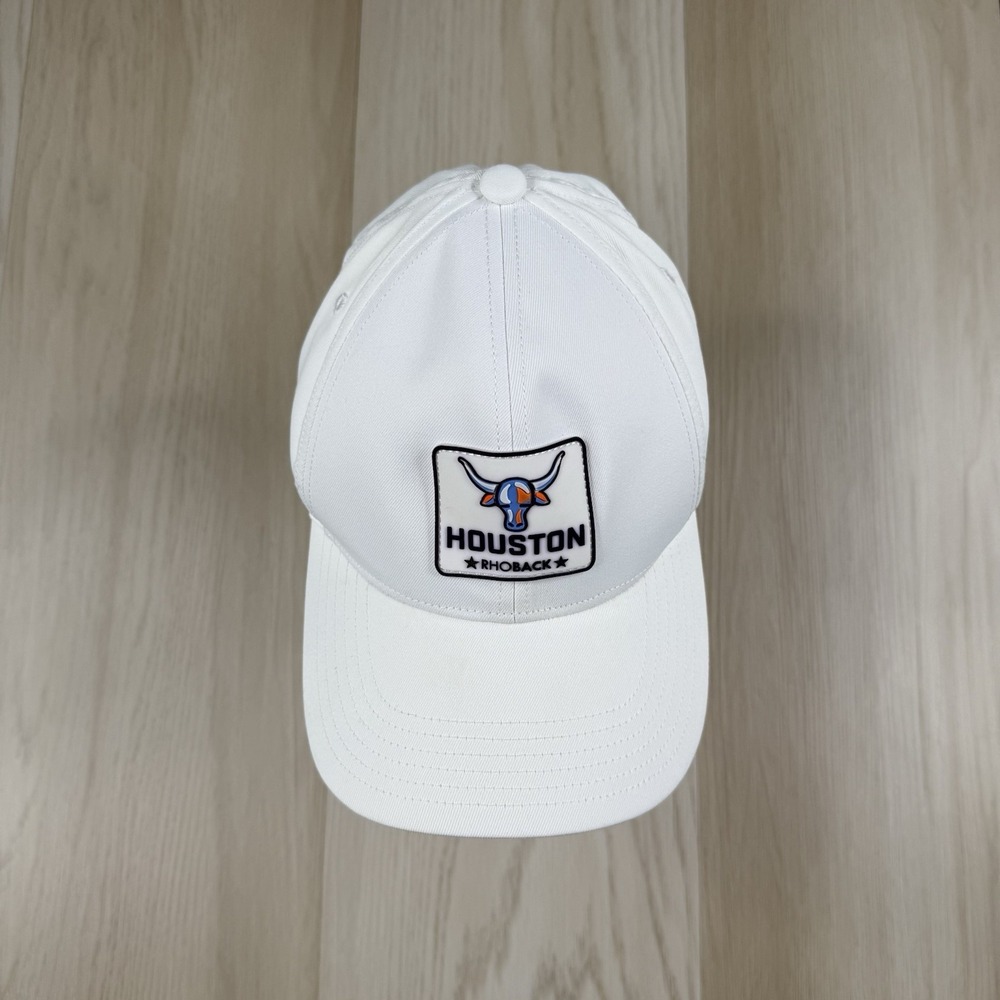 Rhoback Performance Strapback Hat White Houston Texas Logo Golf Cap - Picture 2 of 10